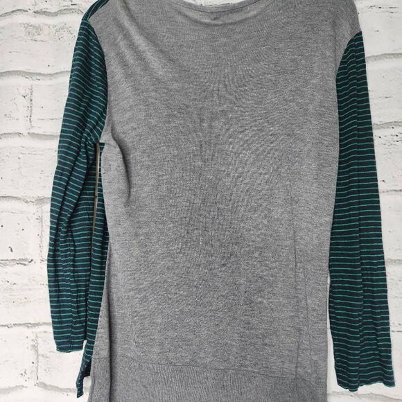 T Alexander Wang Striped Linen Silk Blend Knit Long Sleeve Shirt Blue Green - Picture 11 of 14